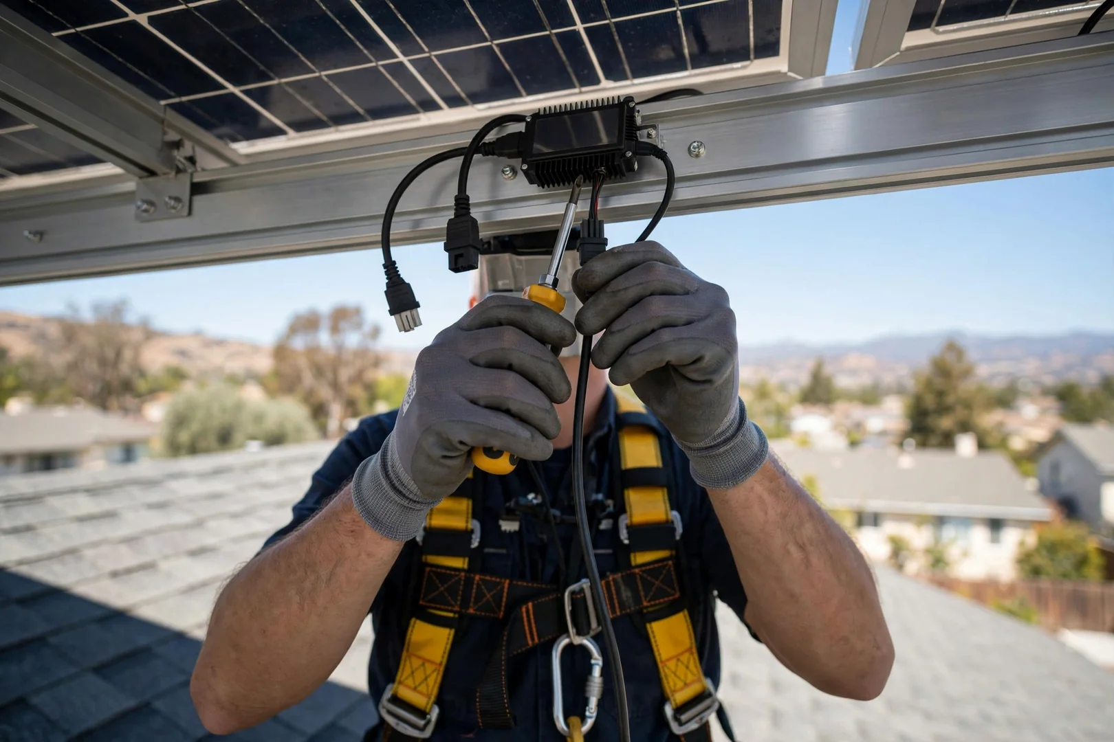Microinverter Replacement on a Two-Story Rooftop Array