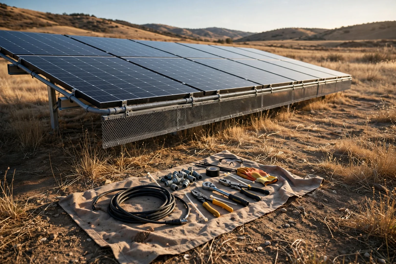 Wiring Repair and Critter Guard on a Ground-Mounted System